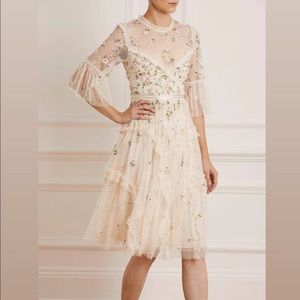 Needle&Thread white/champagne midi dress UK12,US8